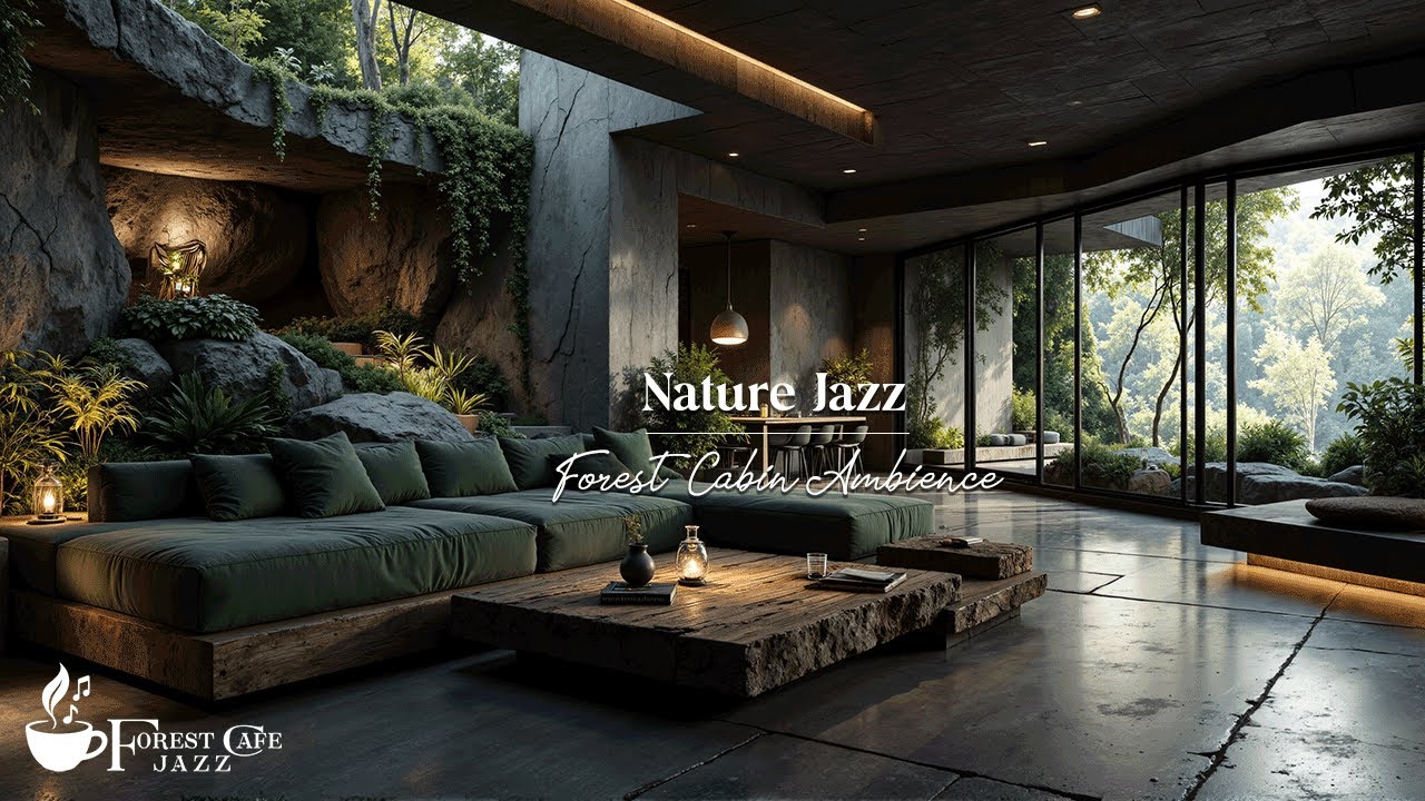 Forest Retreat Jazz | Relaxing Jazz In Green Cave Living Room With Nature Ambience For Calm & Foc...