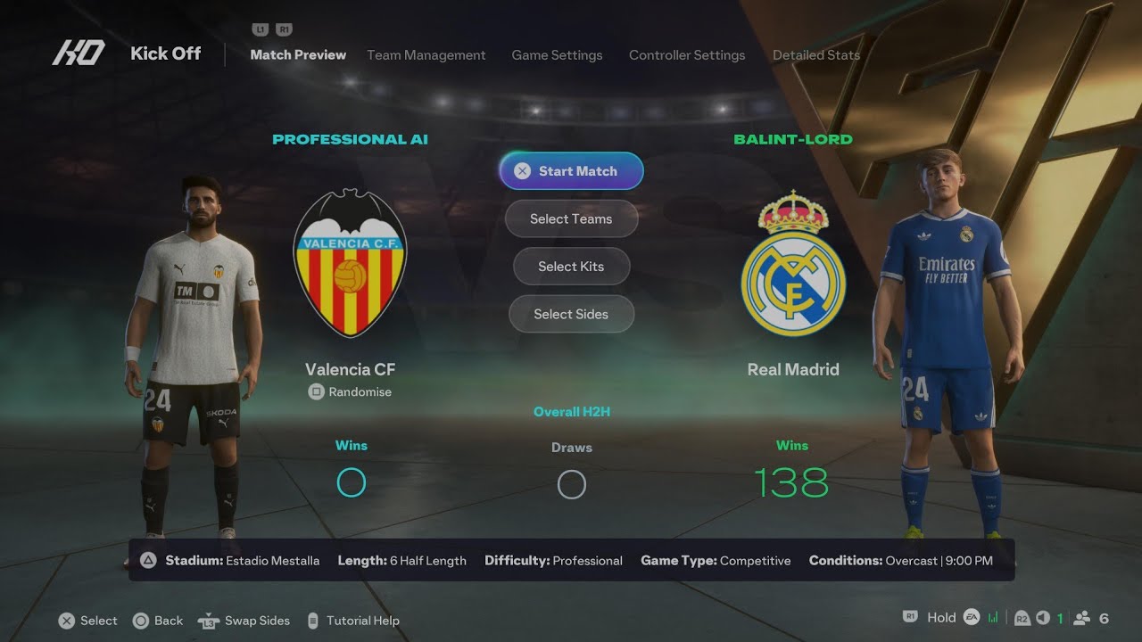 EA SPORTS FC 26 Valencia CF-Real Madrid Laliga full match 25/26 PS5