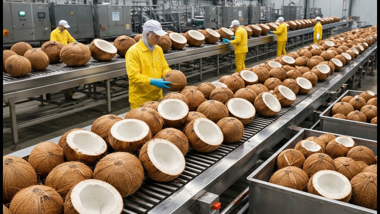 CÓMO SE PRODUCE la LECHE de COCO en FÁBRICAS MODERNAS