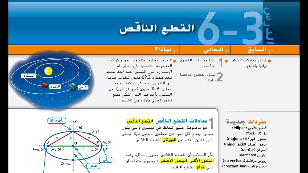 القطع الناقص جزء 1 من 3،  Ellipses - 1