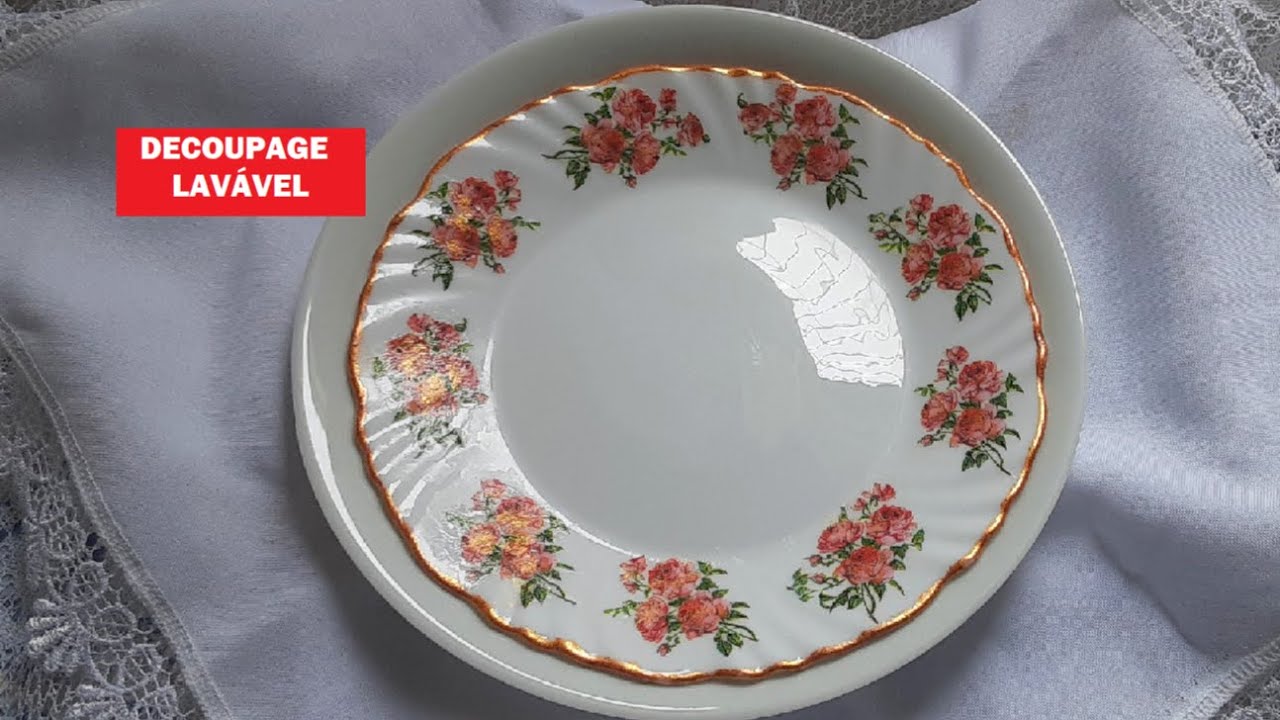 DECOUPAGE LAVÁVEL ESTILO PORCELANA: MINIBUQUÊSINHOS #aula #pratodecorado #decoupage #mesaposta #diy