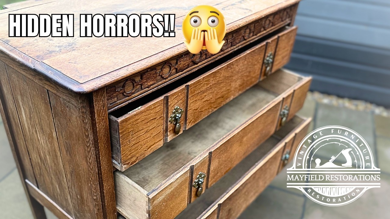 Full RESTORATION Very BROKEN Oak Drawers from 1920's