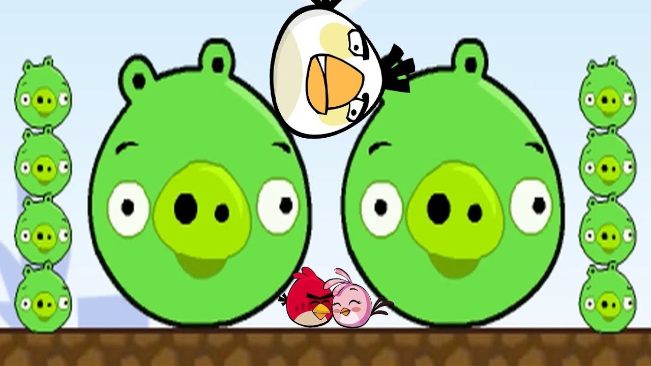 White birds save birds from blue pigs - Angry Birds Cannon 3!
