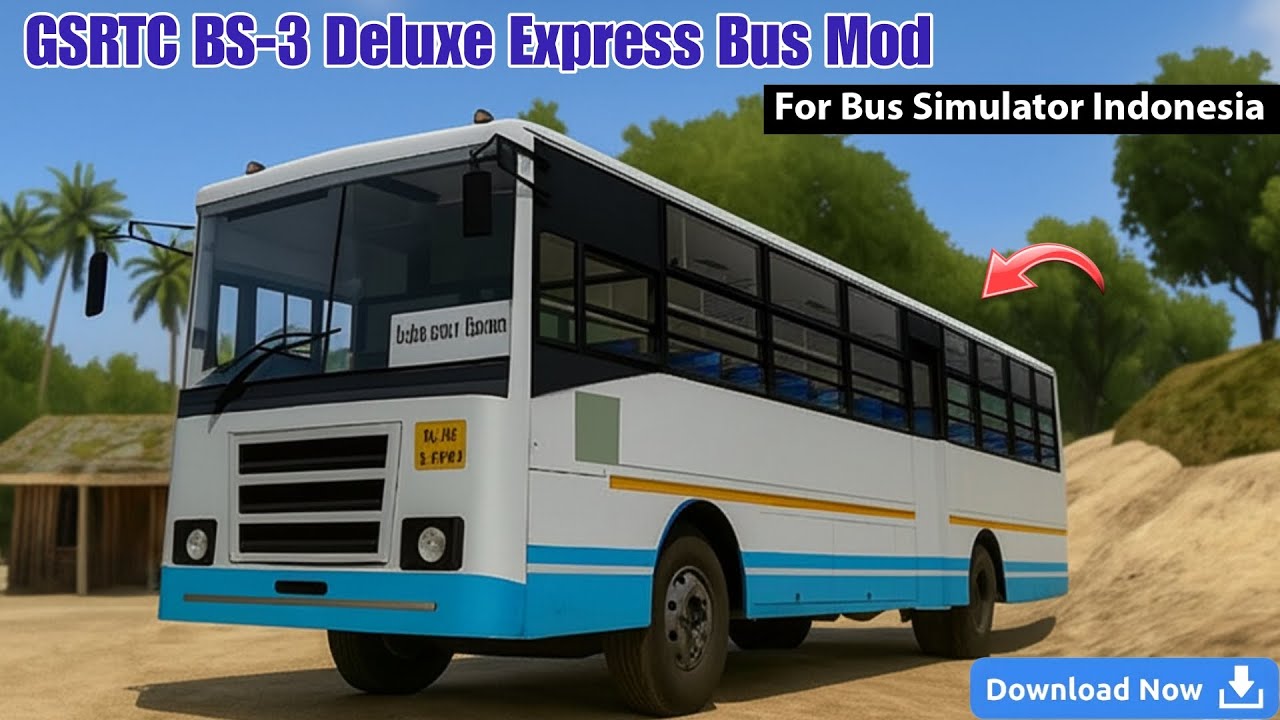 Download GSRTC BS-3 Ashok Leyland Deluxe Express Bus Mod for Bussid.