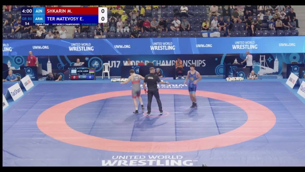 Eighth Final • U17 GR 80Kg • Mikhail SHKARIN (AIN) vs. Erik TER MATEVOSYAN (ARM)