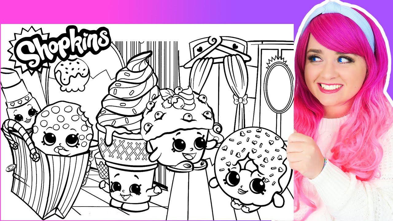 Coloring Shopkins Coloring Pages | Lippy Lips, Kooky Cookie, Ice Cream, Mini Muffin & D'Lish Donut