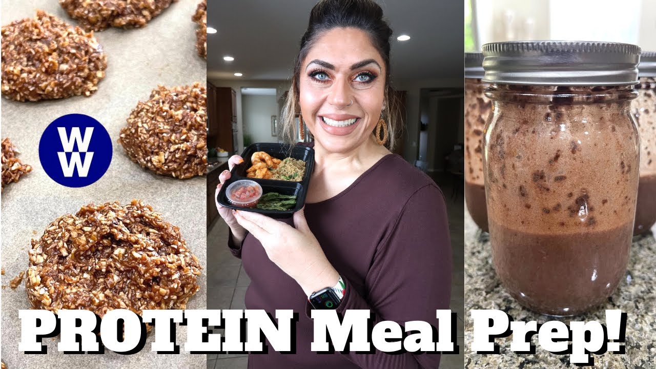 PROTEIN PACKED WW MEAL PREP FOR WEIGHT LOSS - CHIA PUDDING - BLACKENED SHRIMP - PB PROTEIN COOKIES!!