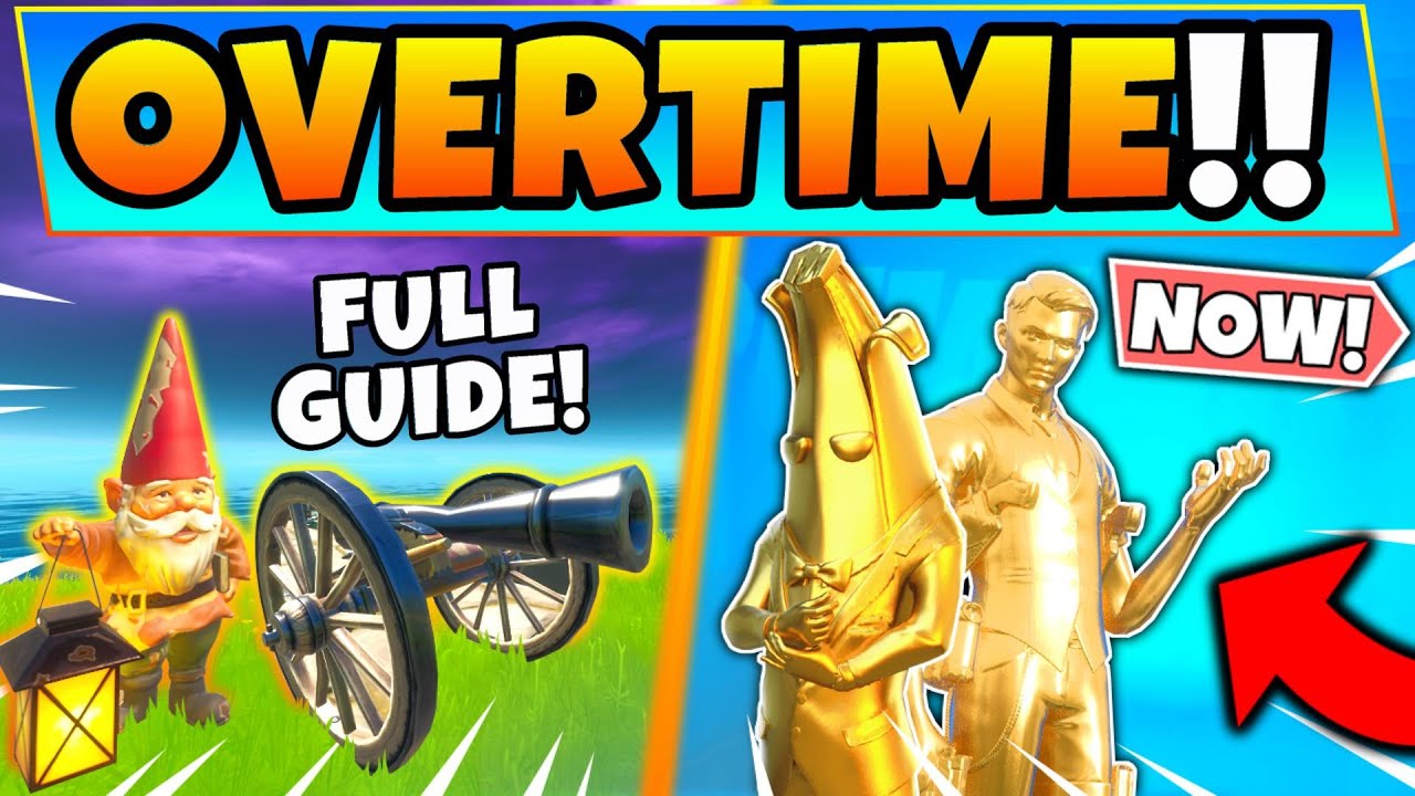 Fortnite OVERTIME CHALLENGES GUIDE! Gnomes and Easy XP in Battle Royale! (Location Domination)