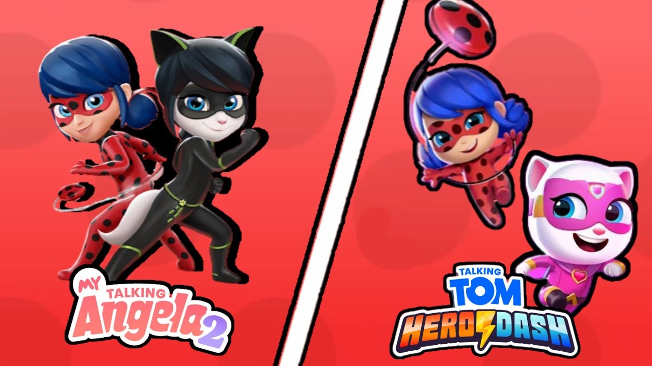 Ladybug fez parceria com o talking tom hero dash e a my talking angela 2