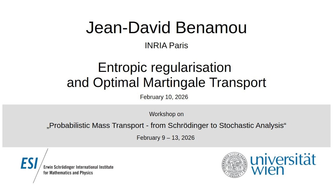 Jean-David Benamou - Entropic regularisation and Optimal Martingale Transport