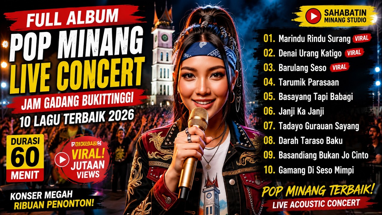 FULL ALBUM POP MINANG LIVE CONCERT 2026 Lagu Cover AI Terbaik & Viral Konser Megah Bukittinggi