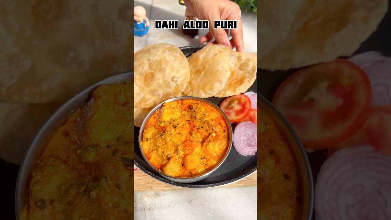 Dahi Aloo Puri #shorts #aloo #sabji #recipe #potato #shortsfeed