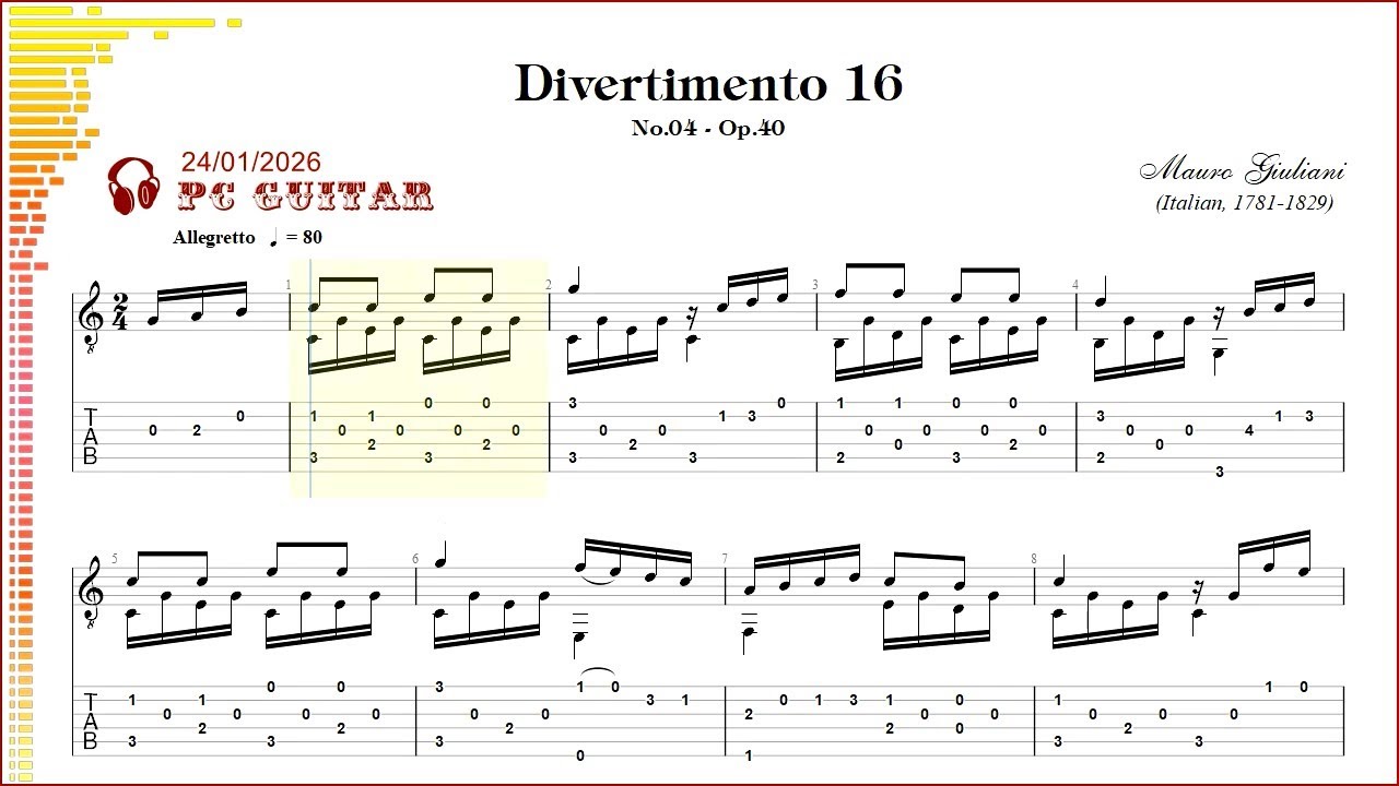 Giuliani, Op.40 no.04 Divertimento 16, guitar