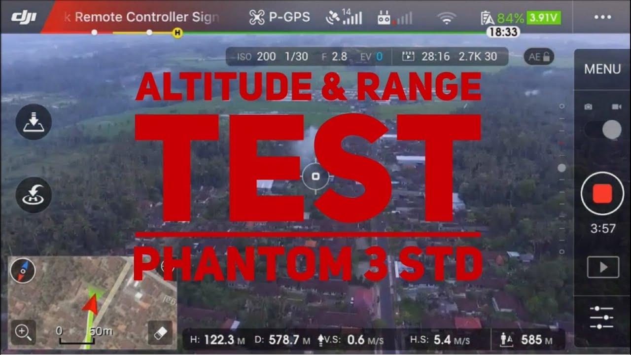 DJI Phantom 3 Standard - Range & Altitude Test (No Modification - Stock Remote & Antenna)