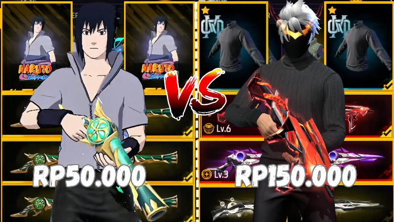 REVIEW AKUN FF HARGA 50.000 VS 150.000!! ADA SET LANGKA🥶🔥
