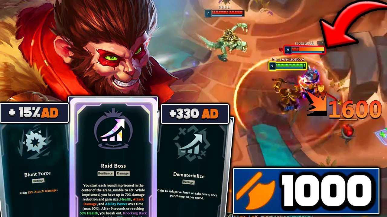 Wukong but I got 1000 AD with PERMA INFINITE Stacking AD and become 1v9 | League Arena Gameplay