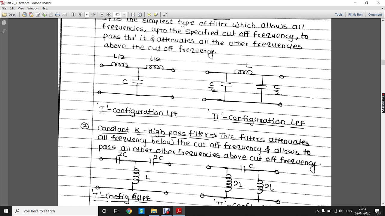 Concept of Filter in Network Analysis and Derivation of Constant K Low pass filter