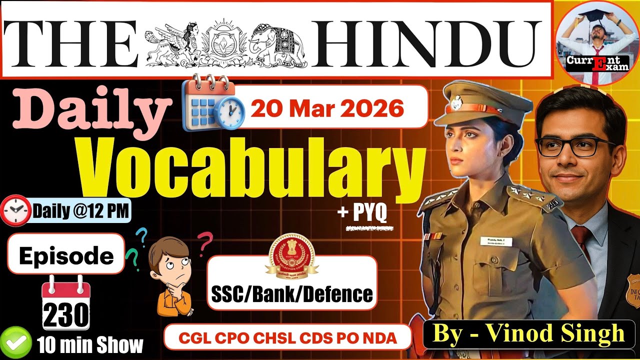 Daily English Vocabulary | The Hindu Vocab - 20 March | Ep-230 Vinod Singh #vocabulary #ssc #bank