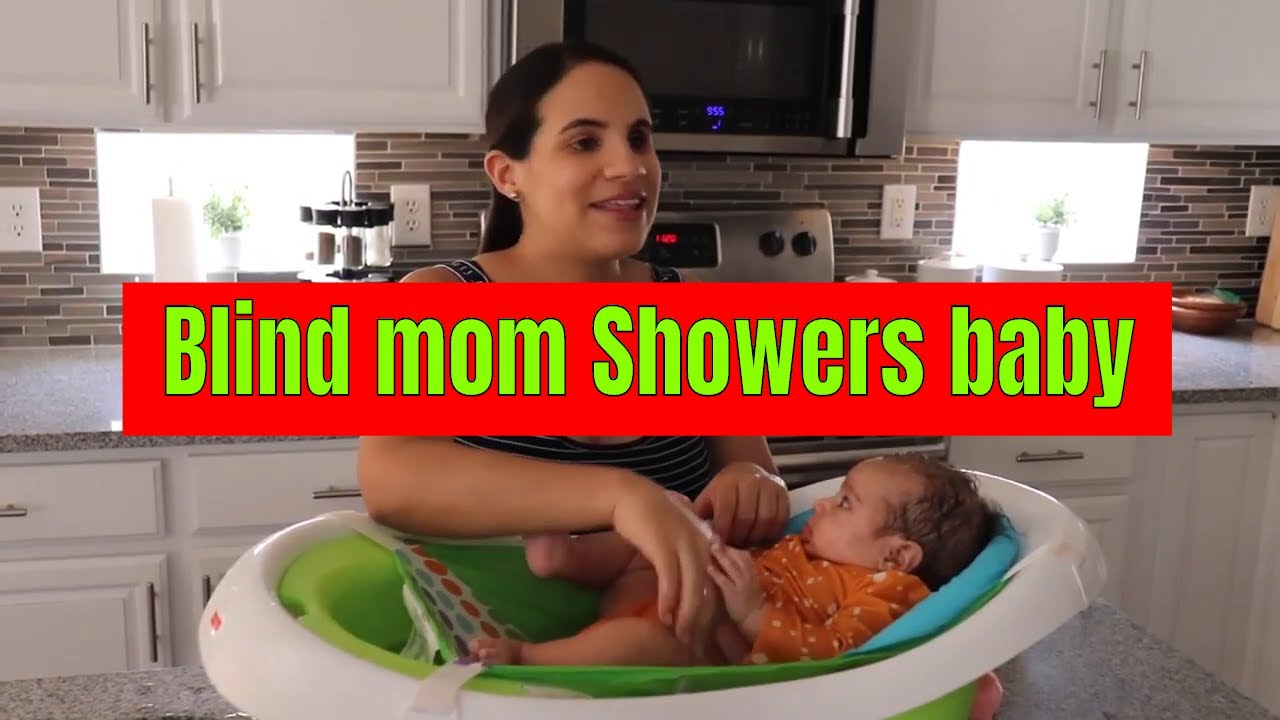 Blind Mom Bathing Baby