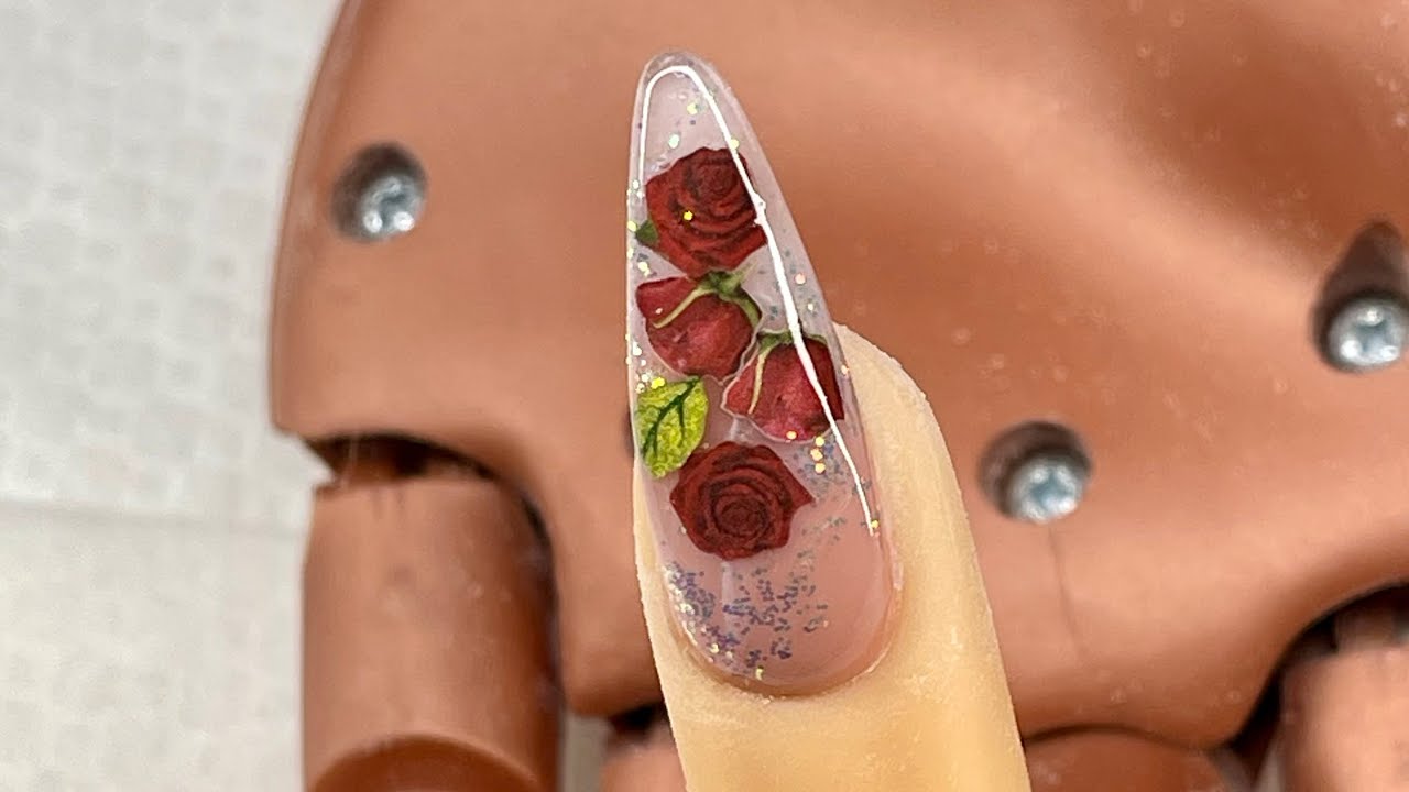 ￼ encapsulated roses, valentines nails 