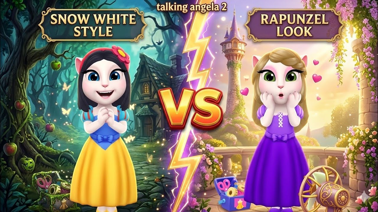 My talking Angela 2. Rapunzel 🌸 vs Snow White 🍎✨ 