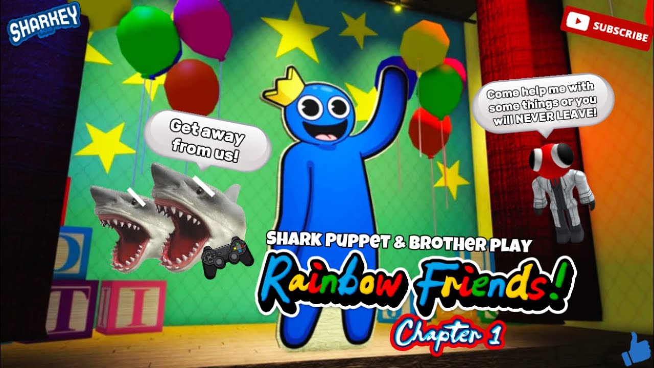 Shark Puppet & Brother play Rainbow Friends!