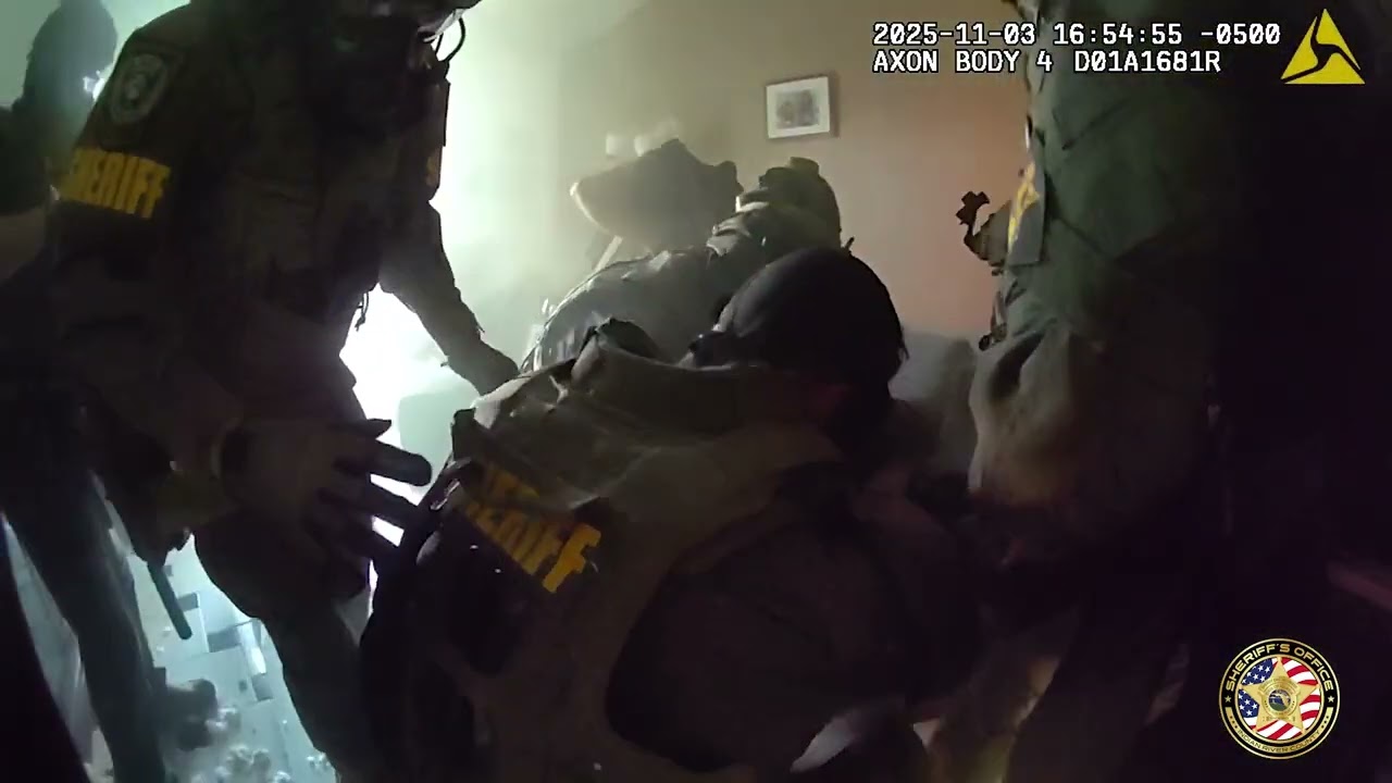 Barricaded Suspect Falls Through Ceiling Into The Arms of SWAT