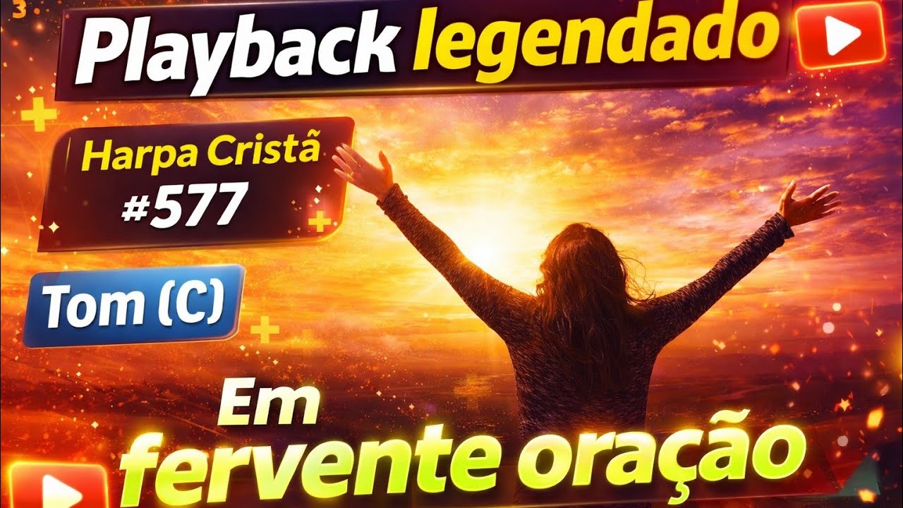 Em Fervente Oração | Harpa Cristã - 577 | Playback legendado | Tom C 