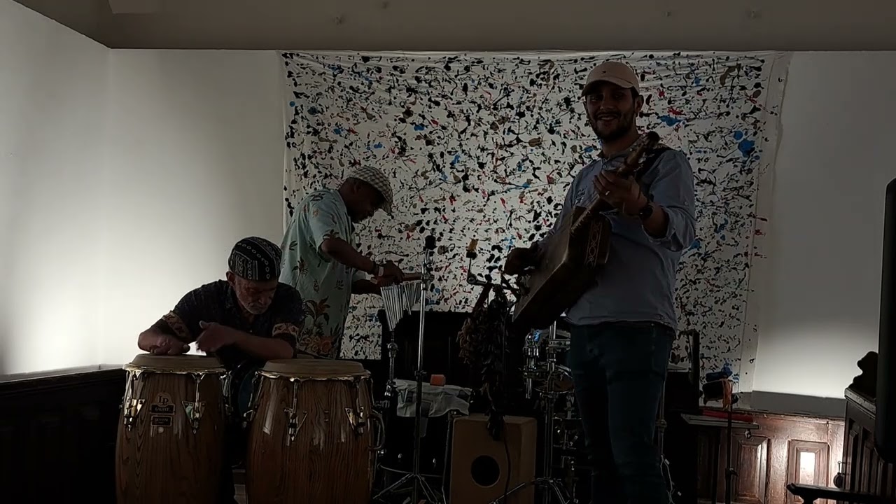 Yonatan Bar Rashi, percussion. Abdel Ben Addi, guerrilla. Preparing for concert in Vence, France