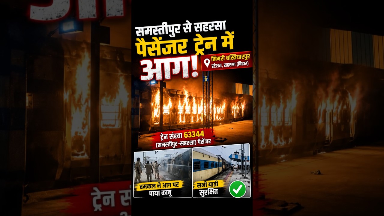 Engine Mein Aag! Fire Break Out in Samastipur&ndash;Saharsa Passenger Train Engine #shorts #indianrailways