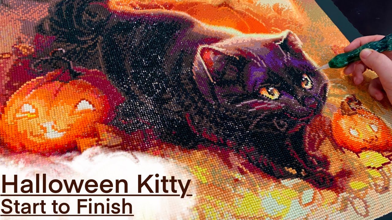 HALLOWEEN KITTY - Diamond Painting from Start to Finish