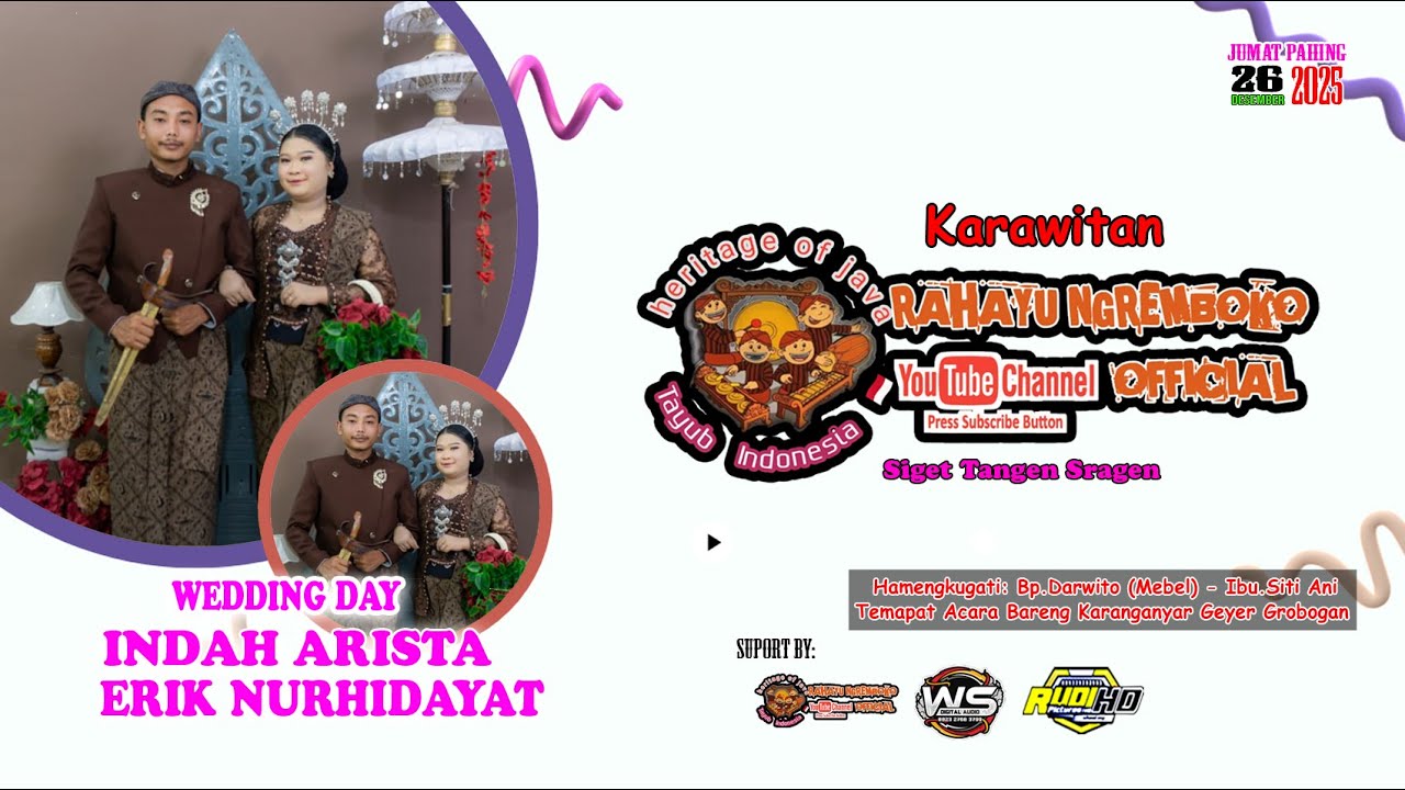 LIVE TAYUB RAHAYU NGREMBOKO || WEDDING NDAH ARISTA & ERIC NURHIDAYAT|| WS PRO AUDIO || RUDI PICTURES