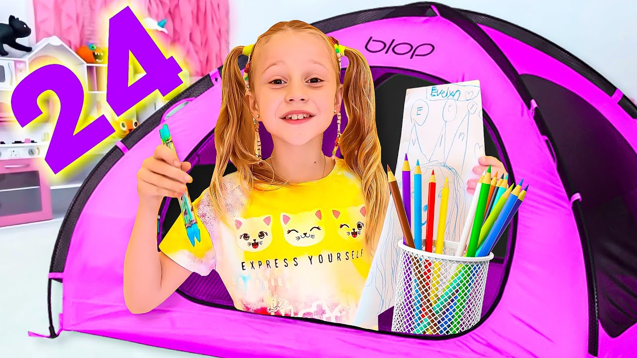 Nastya and friends 24 hours challenge in a tent