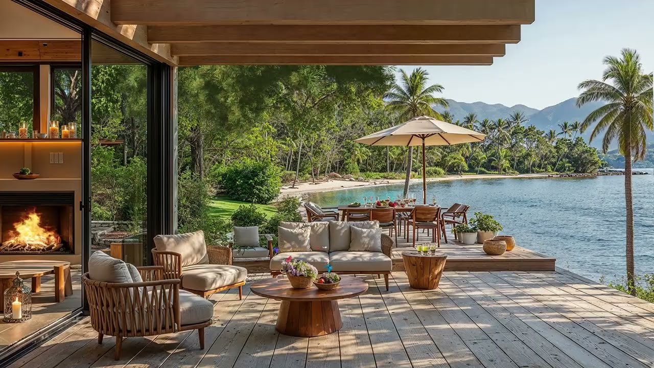 Tranquil Cabin Jazz Ambience | Chill Up Mood With Calm Jazz In Peaceful Morning Lakeside Spring