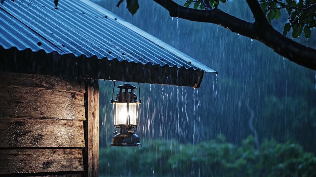Adormeça Rapidamente com uma Tempestade Repentina e Sons de Chuva Pesada em uma Casa com Telhad...