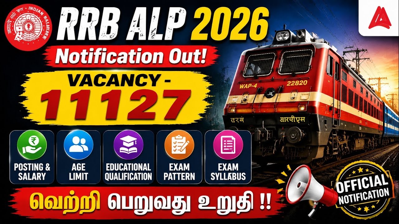 RRB ALP New Vacancy 2026 Tamil | RRB ALP Syllabus, Exam Pattern, Qualification, Age, Salary 2026