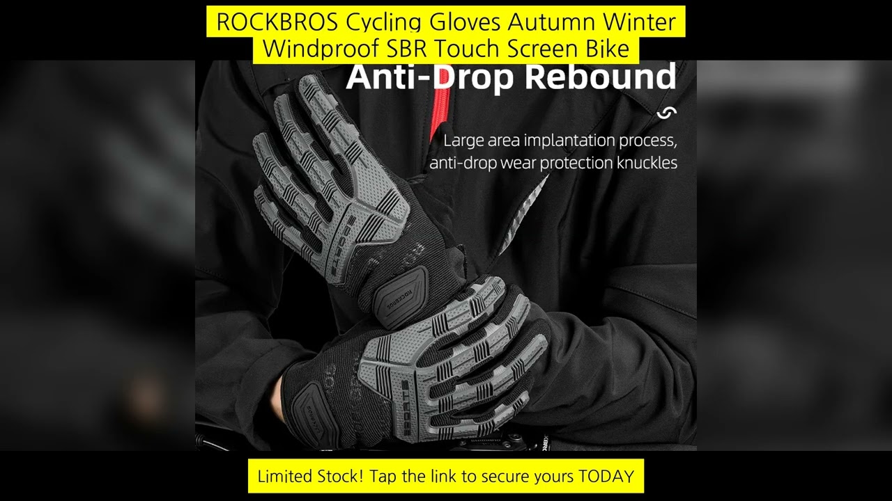 Rockbros Cycling Gloves Autumn Winter Windproof Sbr Touch Screen Bike Gloves
