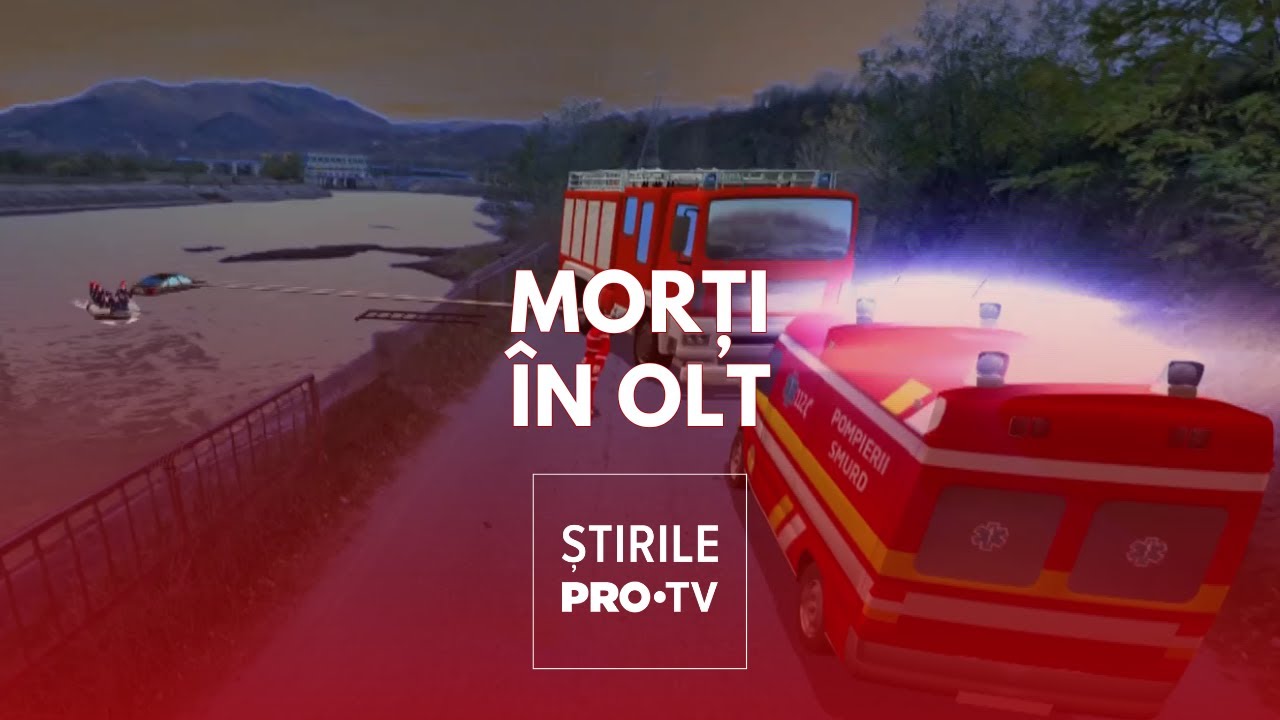ANIMAȚIE. Filmul tragediei în care au murit doi oameni, după ce au căzut cu mașina în Olt