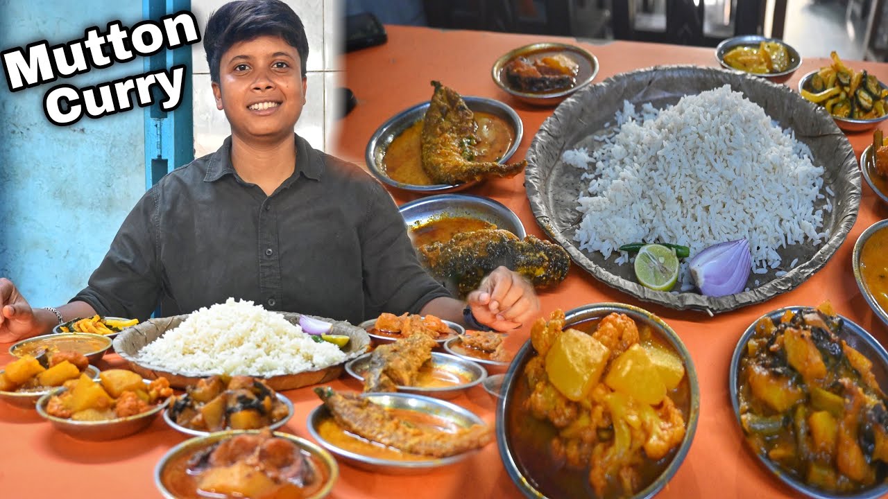 মধু বাবুর হোটেলে শালপাতায় ভাত,মটন কারি❤️রবি দার দোকানের Fish fry,Chicken পকোড়া😱Bong Insane