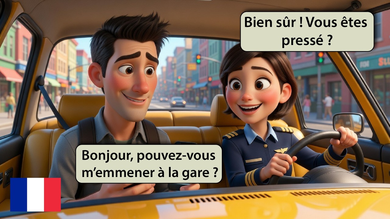 🚕 10 Minutes of Easy Everyday Dialogues – French for beginners | A1 French | Taxi Situations