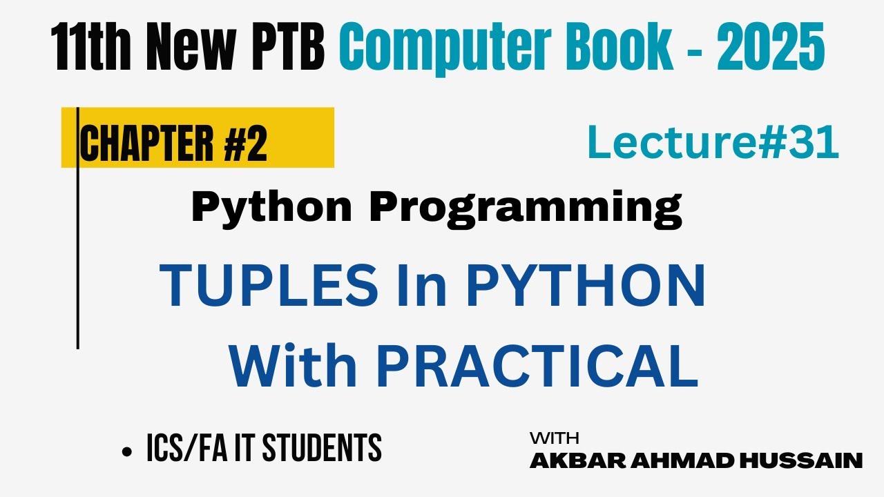 Tuple in Python Explained with Easy Example | 1st Year Computer Book 2025 | ICS |FA IT (Urdu/Hindi)