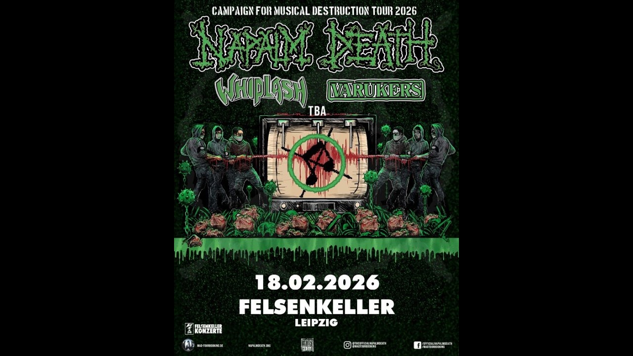 Napalm Death Live @ Felsenkeller/ Leipzig on 18-02-2026 with 