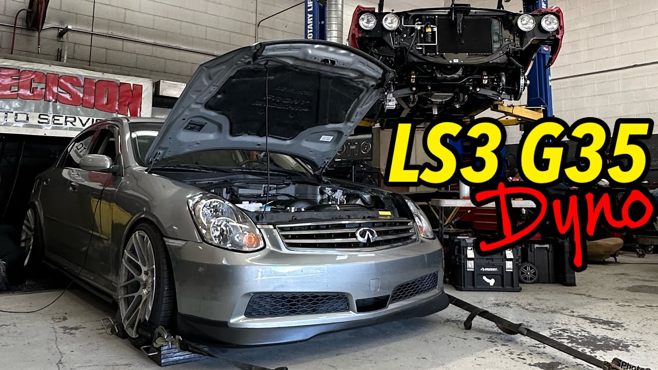 LS3 G35 запускается на динамометре, чтобы набрать мощность!!! Цифры вас удивят...