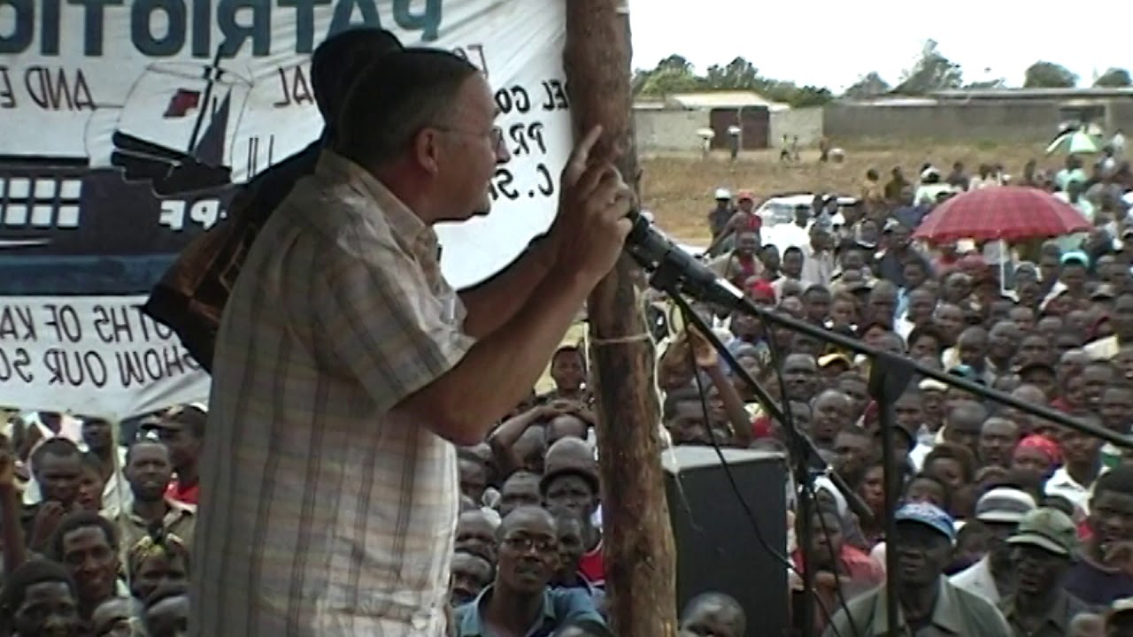 Patriotic Front rally, Ndola, Zambia. With Michael Sata, Guy Scott, Waza Kaunda, others. Oct 2004