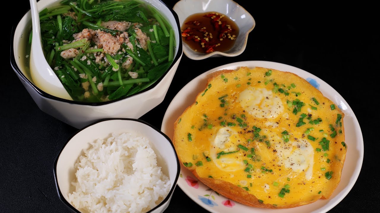 Bữa Cơm Gia Đ&igrave;nh Đơn Giản với Canh Cải v&agrave; Trứng Chi&ecirc;n m&agrave; ngon kh&oacute; tin