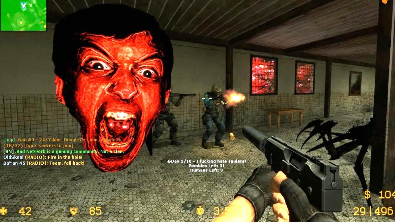Counter Strike Source - Zombie Horde mod Zombie Horror boss fight online gameplay on Livehouse map