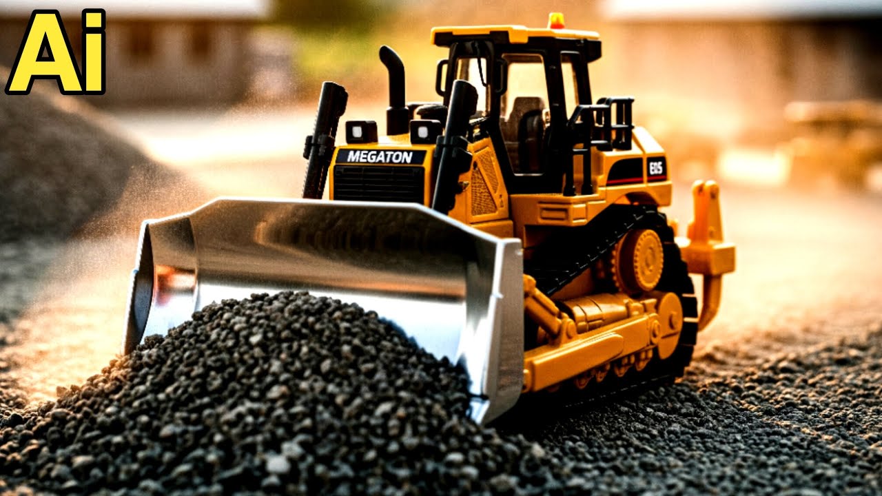 Google Veo 3 Ai | Part - 1 | A realistic miniature construction scene | Construction Scene By Ai