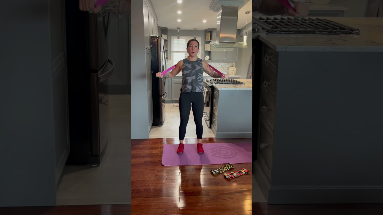 Chest press band standing