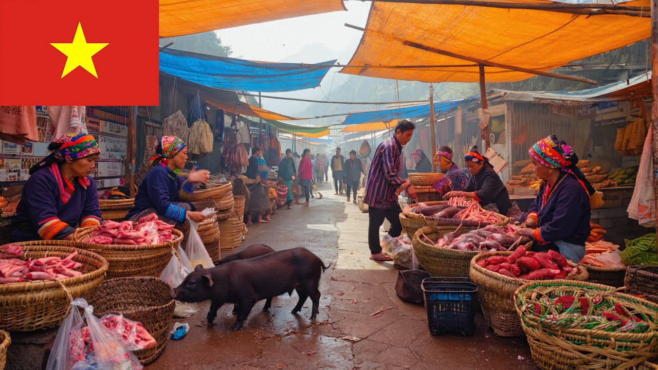 EXPLORING SÍN CHÉNG MARKET | A CHARMING TRADITIONAL VILLAGE MARKET IN VIETNAM | 4K Video