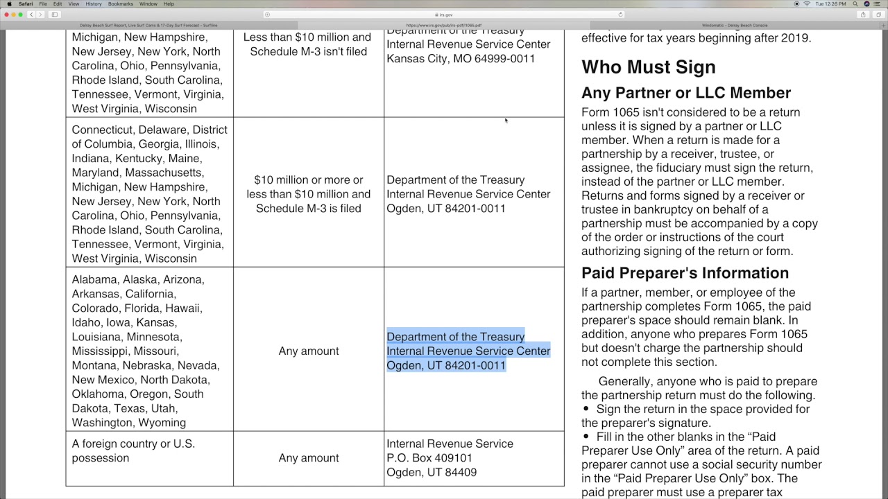 Where to file or send your 1065 partnership tax return